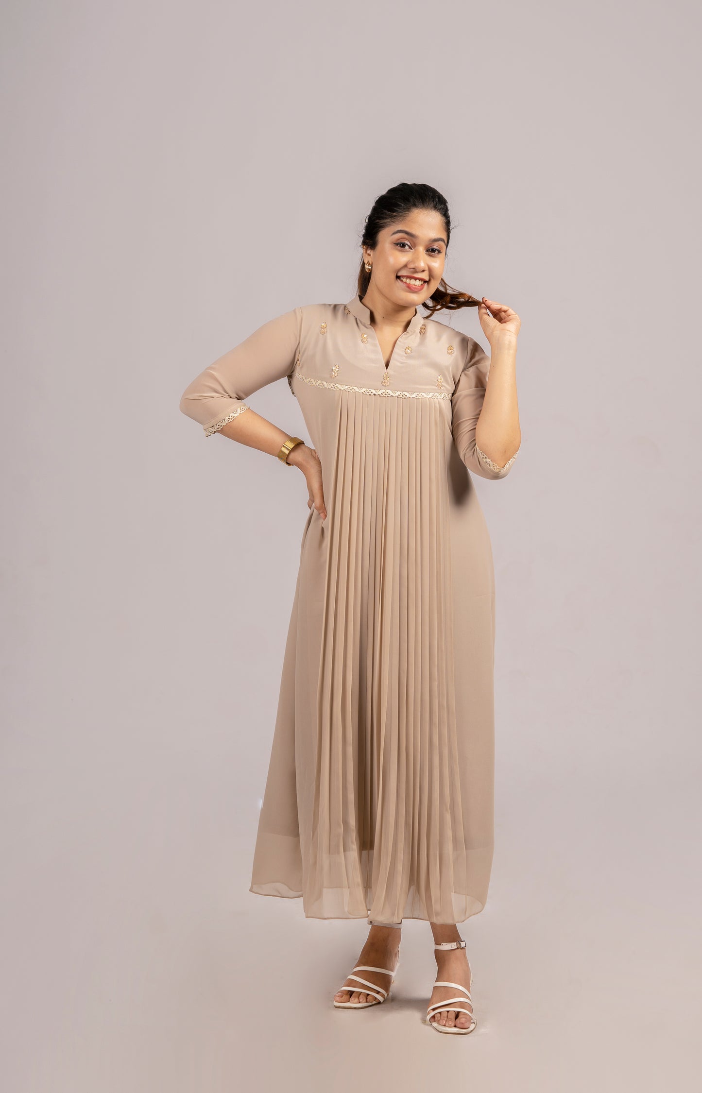 A-Line Kurti with Lace Detailing