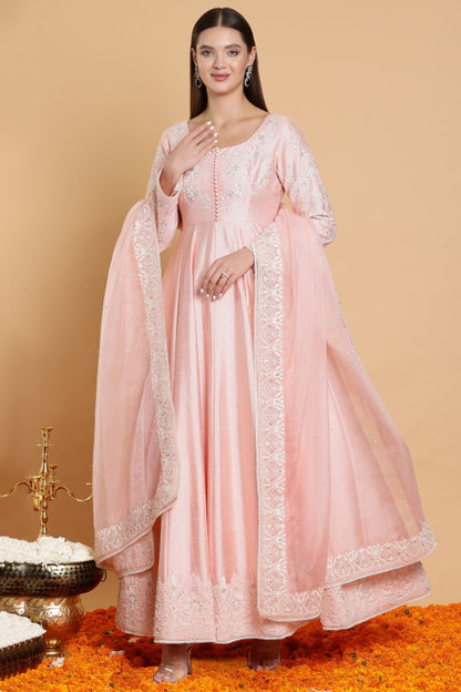A-Line Lace Gown – Blush Pink